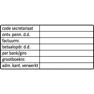 administratie stempel, nr.2104, afmeting: 70mm x 35mm