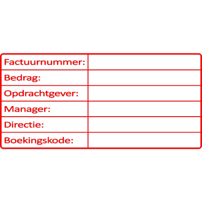administratie stempel, nr.2133, afmeting: 70mm x 35mm