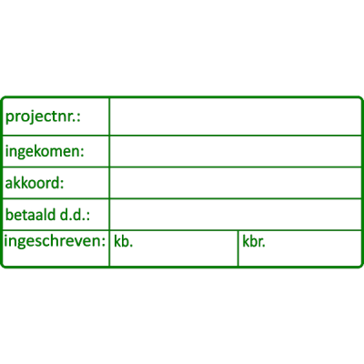 project stempel, nr.2140, afmeting: 70mm x 35mm