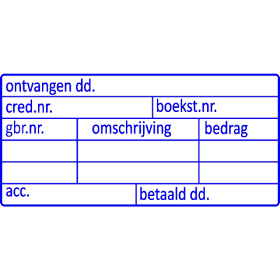 boekhoud stempel, nr.2141, afmeting: 70mm x 35mm