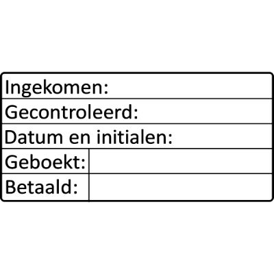 administratie stempel, nr.2191, afmeting: 70mm x 35mm